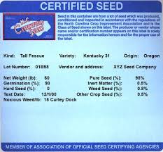 screen shot of certified seed label